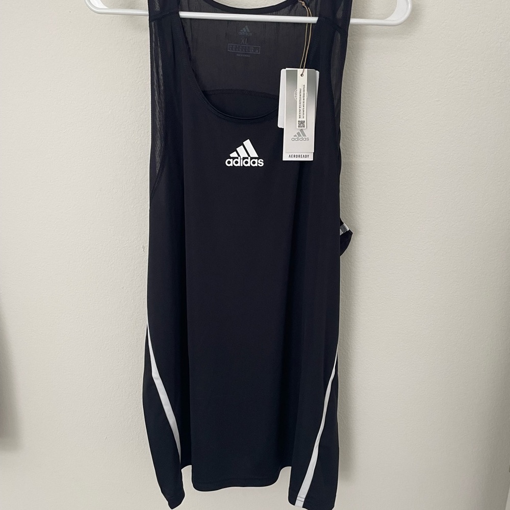 Adidas Black Tank Top with White Stripes